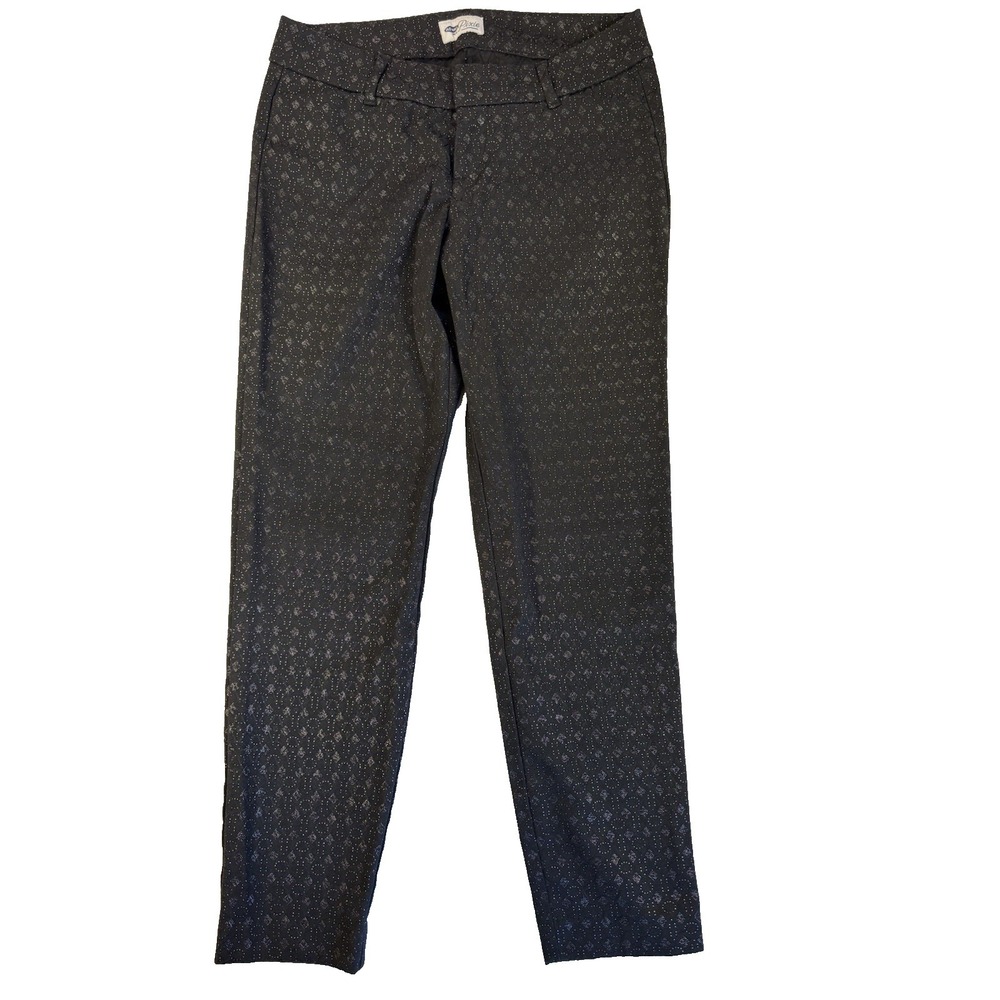 Old Navy Pixie Women's 2 Black Ankle Pants Textured Geometric Dot Workwear Chic
